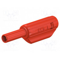 65.9182-22; Plug; 2mm banana; 10A; 600V; red; Plating: gold-plated; 36mm; 0.5mm2; STÄUBLI