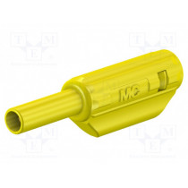 65.9182-24; Plug; 2mm banana; 10A; 600V; yellow; Plating: gold-plated; 36mm; STÄUBLI