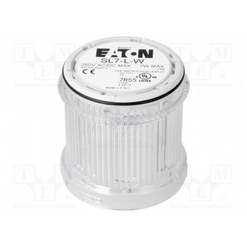 SL7-L-W; Signaller: lighting; bulb BA15D; white; Usup: 0÷250VDC; IP66; EATON ELECTRIC