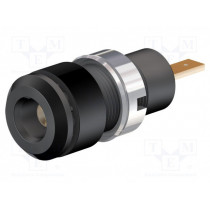 65.9098-21; Socket; 2mm banana; 10A; 28mm; black; Mounting: soldered,on panel; STÄUBLI