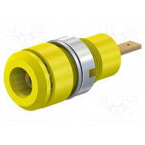 65.9098-24; Socket; 2mm banana; 10A; 28mm; yellow; Mounting: soldered,on panel; STÄUBLI
