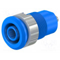 49.7049-23; Socket; 4mm banana; 24A; 1kV; Cutout: Ø12.2mm; blue; nickel plated; STÄUBLI