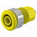 49.7049-24; Socket; 4mm banana; 24A; 1kV; Cutout: Ø12.2mm; yellow; insulated; STÄUBLI