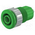 49.7049-25; Socket; 4mm banana; 24A; 1kV; Cutout: Ø12.2mm; green; nickel plated; STÄUBLI
