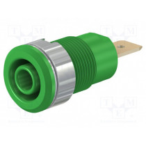 23.3060-25; Socket; 4mm banana; 32A; 1kV; Cutout: Ø12.2mm; green; gold-plated; STÄUBLI