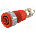 23.3020-22; Socket; 4mm banana; 32A; 1kV; Cutout: Ø12.2mm; red; gold-plated; STÄUBLI