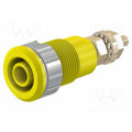 23.3020-24; Socket; 4mm banana; 32A; 1kV; Cutout: Ø12.2mm; yellow; gold-plated; STÄUBLI