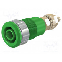 23.3020-25; Socket; 4mm banana; 32A; 1kV; Cutout: Ø12.2mm; green; gold-plated; STÄUBLI
