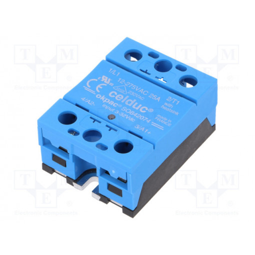 SO842074; Relay: solid state; Ucntrl: 3÷32VDC; 25A; 12÷275VAC; -55÷100°C; CELDUC