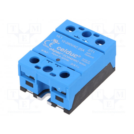 SO942460; Relay: solid state; Ucntrl: 3÷32VDC; 25A; 12÷280VAC; -55÷100°C; CELDUC