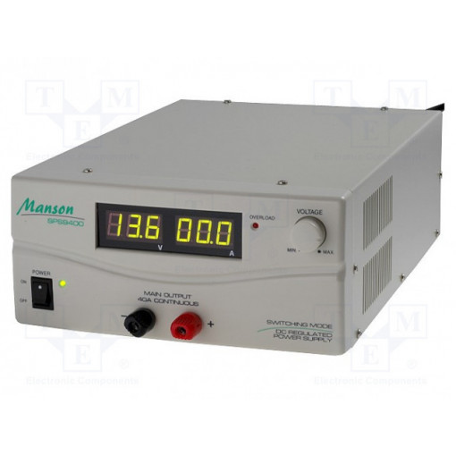 SPS-9400; Power supply: laboratory; Channels: 1; 3÷15VDC; 40A; Plug: EU; MANSON