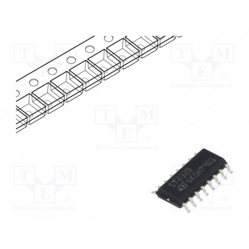 ST232BDR; IC: interface; transceiver; RS232,full duplex; 220kbps; SO16; STMicroelectronics
