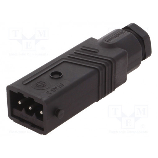 932143100 STAS 3 N SCHWARZ; Connector: rectangular; ST; plug; male; PIN: 3; tinned; IP54; 16A; HIRSCHMANN 932143100 STAS 3 N SCHWARZ; Connector: rectangular; ST; plug; male; PIN: 3; tinned; IP54; 16A; HIRSCHMANN