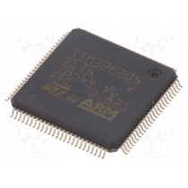 STM32F205VET6; ARM microcontroller; Flash: 512kB; 120MHz; SRAM: 128kB; LQFP100; STMicroelectronics