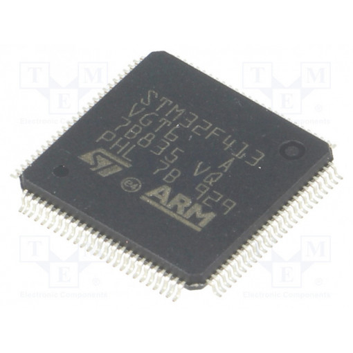 STM32F413VGT6; ARM microcontroller; Flash: 1MB; 100MHz; SRAM: 320kB; LQFP100; STMicroelectronics