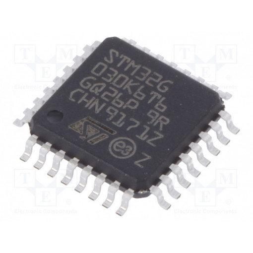 STM32G030K6T6; ARM microcontroller; Flash: 32kB; 64MHz; SRAM: 8kB; LQFP32; STMicroelectronics