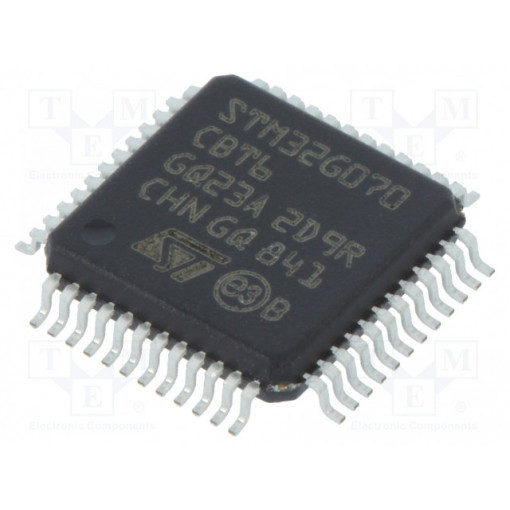 STM32G070CBT6; ARM microcontroller; Flash: 128kB; 64MHz; SRAM: 36kB; LQFP48; STMicroelectronics
