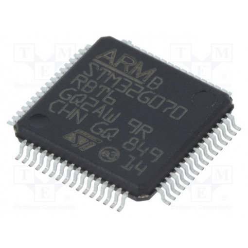 STM32G070RBT6; ARM microcontroller; Flash: 128kB; 64MHz; SRAM: 36kB; LQFP64; STMicroelectronics
