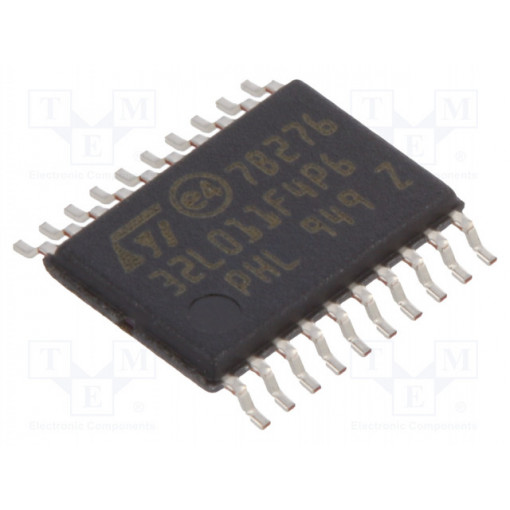 STM32L011F4P6; ARM microcontroller; Flash: 16kB; 32MHz; SRAM: 2kB; TSSOP20; STMicroelectronics