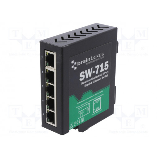 SW-715; Industrial module: switch Ethernet; unmanaged; 5÷30VDC; RJ45; BRAINBOXES