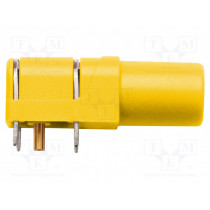SWEB 8094 AU/GE; Socket; 4mm banana; 24A; 1kV; yellow; gold-plated; PCB; -25÷80°C; SCHÜTZINGER