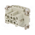 HE-006-F; Connector: HDC; female; HE; PIN: 6; 6+PE; size 3; 16A; 500V; for cable; TE Connectivity