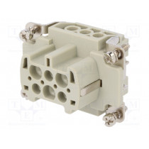 HE-006-F; Connector: HDC; female; HE; PIN: 6; 6+PE; size 3; 16A; 500V; for cable; TE Connectivity