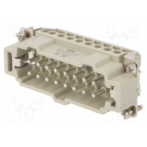 HE-016-M; Connector: HDC; male; HE; PIN: 16; 16+PE; size 6; 16A; 500V; for cable; TE Connectivity