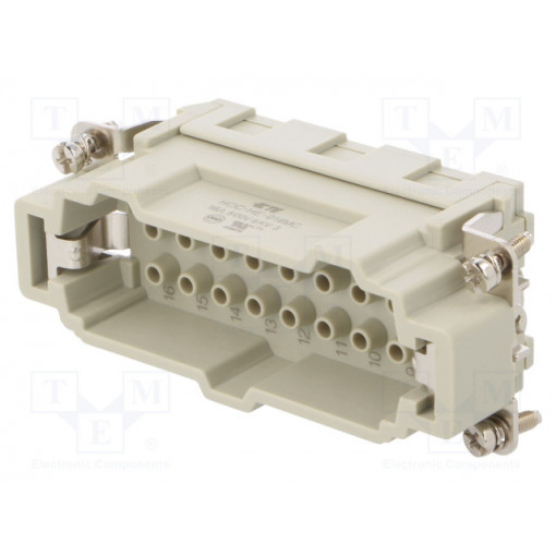 HE-016-MC; Connector: HDC; male; HE; PIN: 16; 16+PE; size 6; w/o contacts; 16A; TE Connectivity