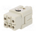 HQ-005-F; Connector: HDC; female; HQ; PIN: 6; 5+PE; size 1; w/o contacts; 16A; TE Connectivity