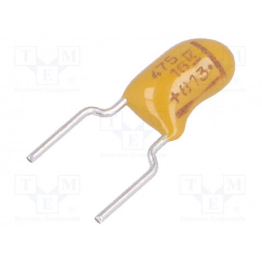 T356B475K016AT; Capacitor: tantalum; 4.7uF; 16VDC; THT; ±10%; -55÷125°C; 5.08mm; KEMET