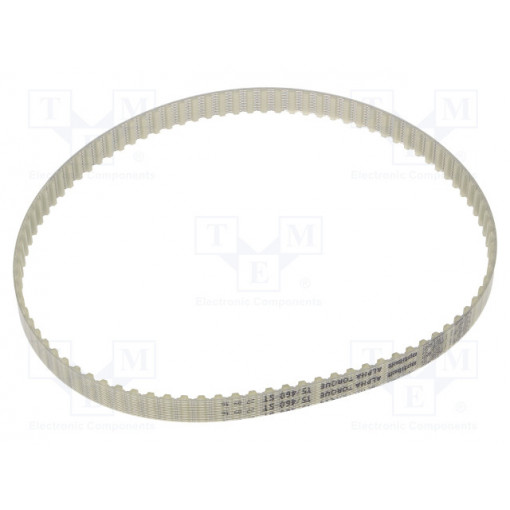 T5 460     1077ZA; Timing belt; T5; W: 10mm; H: 2.2mm; Lw: 460mm; Tooth height: 1.2mm; OPTIBELT