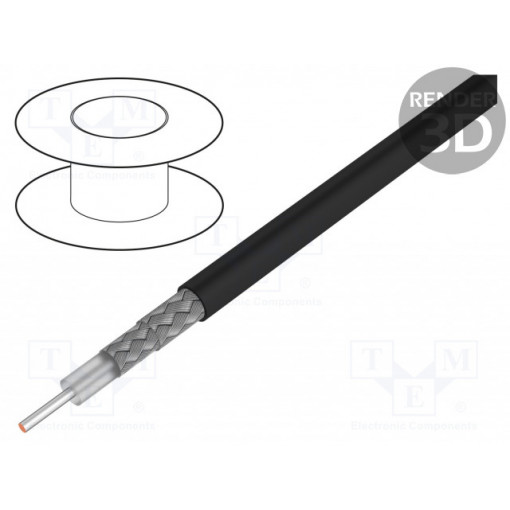 RG223U; Wire: coaxial; RG223U; 1x50Ω; solid; Cu; PVC; black; 100m; TASKER