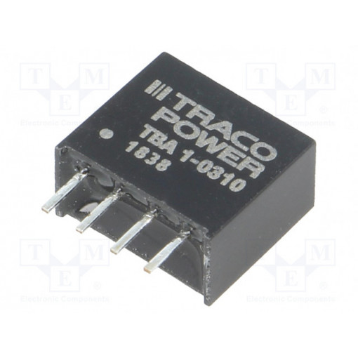 TBA 1-0310; Converter: DC/DC; 1W; Uin: 2.97÷3.63V; Uout: 3.3VDC; Iout: 260mA; TRACO POWER TBA 1-0310; Converter: DC/DC; 1W; Uin: 2.97÷3.63V; Uout: 3.3VDC; Iout: 260mA; TRACO POWER