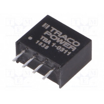 TBA 1-0311; Converter: DC/DC; 1W; Uin: 2.97÷3.63V; Uout: 5VDC; Iout: 200mA; SIP4; TRACO POWER TBA 1-0311; Converter: DC/DC; 1W; Uin: 2.97÷3.63V; Uout: 5VDC; Iout: 200mA; SIP4; TRACO POWER