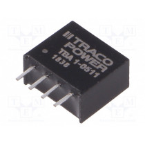 TBA 1-0511; Converter: DC/DC; 1W; Uin: 4.5÷5.5V; Uout: 5VDC; Iout: 200mA; SIP4; TRACO POWER TBA 1-0511; Converter: DC/DC; 1W; Uin: 4.5÷5.5V; Uout: 5VDC; Iout: 200mA; SIP4; TRACO POWER