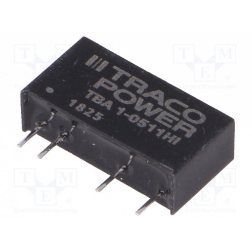 TBA 1-0511HI; Converter: DC/DC; 1W; Uin: 4.5÷5.5V; Uout: 5VDC; Iout: 200mA; SIP7; TRACO POWER