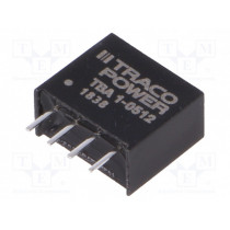 TBA 1-0512; Converter: DC/DC; 1W; Uin: 4.5÷5.5V; Uout: 12VDC; Iout: 80mA; SIP4; TRACO POWER TBA 1-0512; Converter: DC/DC; 1W; Uin: 4.5÷5.5V; Uout: 12VDC; Iout: 80mA; SIP4; TRACO POWER