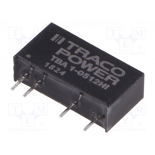 TBA 1-0512HI; Converter: DC/DC; 1W; Uin: 4.5÷5.5V; Uout: 12VDC; Iout: 84mA; SIP7; TRACO POWER TBA 1-0512HI; Converter: DC/DC; 1W; Uin: 4.5÷5.5V; Uout: 12VDC; Iout: 84mA; SIP7; TRACO POWER