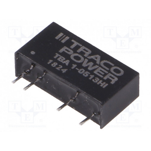 TBA 1-0513HI; Converter: DC/DC; 1W; Uin: 4.5÷5.5V; Uout: 15VDC; Iout: 66mA; SIP7; TRACO POWER TBA 1-0513HI; Converter: DC/DC; 1W; Uin: 4.5÷5.5V; Uout: 15VDC; Iout: 66mA; SIP7; TRACO POWER