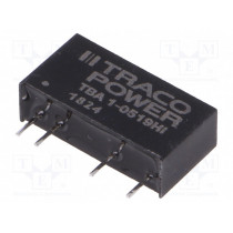 TBA 1-0519HI; Converter: DC/DC; 1W; Uin: 4.5÷5.5V; Uout: 9VDC; Iout: 111mA; SIP7; TRACO POWER TBA 1-0519HI; Converter: DC/DC; 1W; Uin: 4.5÷5.5V; Uout: 9VDC; Iout: 111mA; SIP7; TRACO POWER