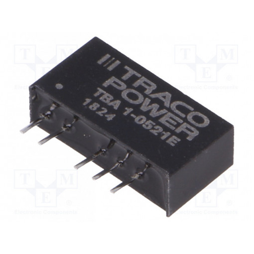 TBA 1-0521E; Converter: DC/DC; 1W; Uin: 4.5÷5.5V; Uout: 5VDC; Uout2: -5VDC; SIP7; TRACO POWER TBA 1-0521E; Converter: DC/DC; 1W; Uin: 4.5÷5.5V; Uout: 5VDC; Uout2: -5VDC; SIP7; TRACO POWER