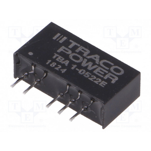 TBA 1-0522E; Converter: DC/DC; 1W; Uin: 4.5÷5.5V; Uout: 12VDC; Uout2: -12VDC; SIP7; TRACO POWER TBA 1-0522E; Converter: DC/DC; 1W; Uin: 4.5÷5.5V; Uout: 12VDC; Uout2: -12VDC; SIP7; TRACO POWER