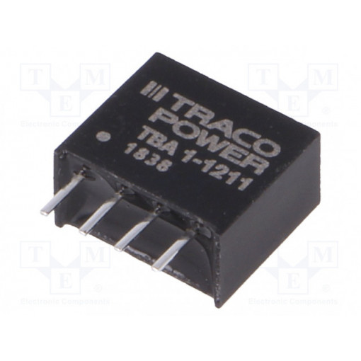 TBA 1-1211; Converter: DC/DC; 1W; Uin: 10.8÷13.2V; Uout: 5VDC; Iout: 200mA; SIP4; TRACO POWER TBA 1-1211; Converter: DC/DC; 1W; Uin: 10.8÷13.2V; Uout: 5VDC; Iout: 200mA; SIP4; TRACO POWER