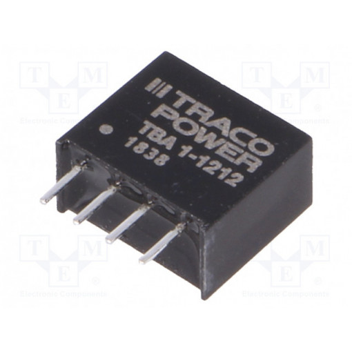 TBA 1-1212; Converter: DC/DC; 1W; Uin: 10.8÷13.2V; Uout: 12VDC; Iout: 80mA; SIP4; TRACO POWER TBA 1-1212; Converter: DC/DC; 1W; Uin: 10.8÷13.2V; Uout: 12VDC; Iout: 80mA; SIP4; TRACO POWER