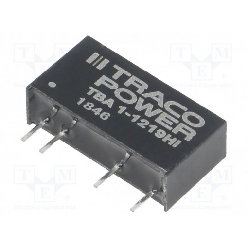 TBA 1-1219HI; Converter: DC/DC; 1W; Uin: 10.8÷13.2V; Uout: 9VDC; Iout: 111mA; SIP7; TRACO POWER TBA 1-1219HI; Converter: DC/DC; 1W; Uin: 10.8÷13.2V; Uout: 9VDC; Iout: 111mA; SIP7; TRACO POWER