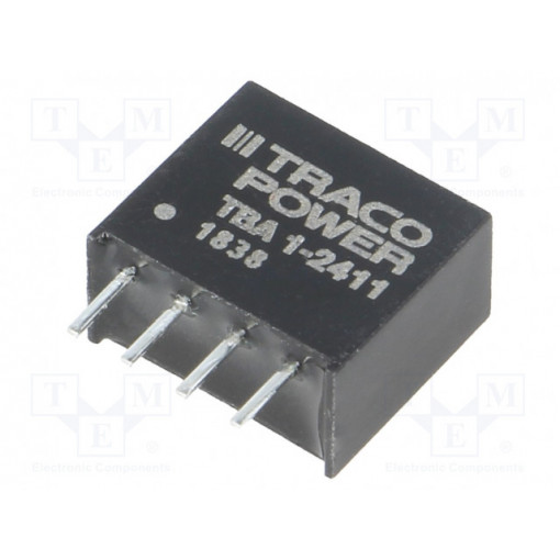TBA 1-2411; Converter: DC/DC; 1W; Uin: 21.6÷26.4V; Uout: 5VDC; Iout: 200mA; SIP4; TRACO POWER TBA 1-2411; Converter: DC/DC; 1W; Uin: 21.6÷26.4V; Uout: 5VDC; Iout: 200mA; SIP4; TRACO POWER