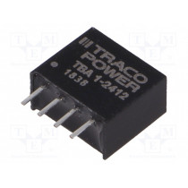 TBA 1-2412; Converter: DC/DC; 1W; Uin: 21.6÷26.4V; Uout: 12VDC; Iout: 80mA; SIP4; TRACO POWER