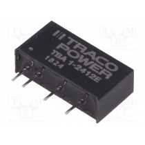 TBA 1-2412E; Converter: DC/DC; 1W; Uin: 21.6÷26.4V; Uout: 12VDC; Iout: 84mA; SIP7; TRACO POWER