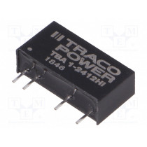 TBA 1-2412HI; Converter: DC/DC; 1W; Uin: 21.6÷26.4V; Uout: 12VDC; Iout: 84mA; SIP7; TRACO POWER